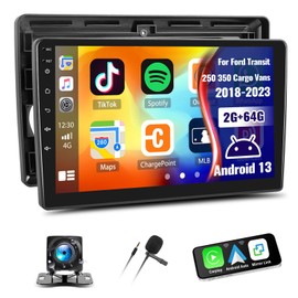 2G+64G Car Radio for Ford Transit 250 350 Cargo Vans 2018-2023 with Wireless Carplay Android Auto,10.1” Touchscreen Car Stereo Radio Support Mirror Link WiFi GPS Bluetooth FM RDS EQ SWC Backup Camrea