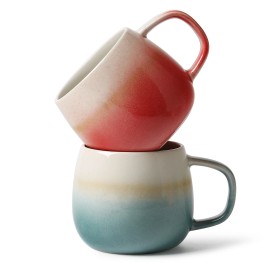 Set of 2 Couple Coffee Cup Stoneware Ceramic Mugs Water Bottle USA Warehouse in Stockcapacity: 201-300ml, color: White