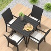 C-Hopetree Square Metal Outdoor Dining Table with Umbrella Hole for