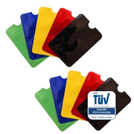 AntiSpyShop RFID Protective Covers, TÜV Approved, NFC Blocker - Credit Card, Bank EC Card Shielding - Pack of 10, multicoloured, 90 x 63 mm, rfid wallet