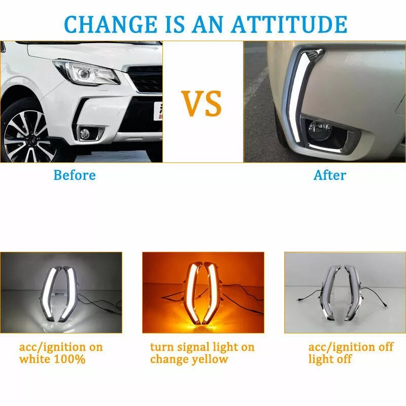 KSPEED Fits 2013-2018 Subaru Forester Fog lights Turn Signal Daytime