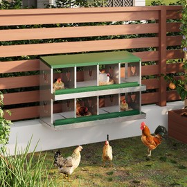 Garvee ‌Galvanized Steel Chicken Nesting Box with Roll Out Egg Tray - 8 Hole, Rustproof & Ventilated Laying Boxes for Hens, Chickens, Ducks | Easy-Clean Poultry Coop Accessories, Green