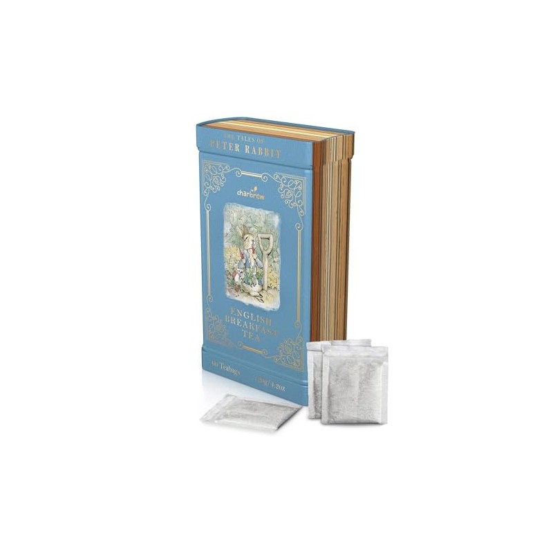 Charbrew Peter Rabbit English Breakfast Metal Tea Book Library Tin