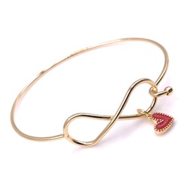 LESLIE BOULES Infinity Love Bangle Bracelet for Women 18K Gold Plated Hook Closure