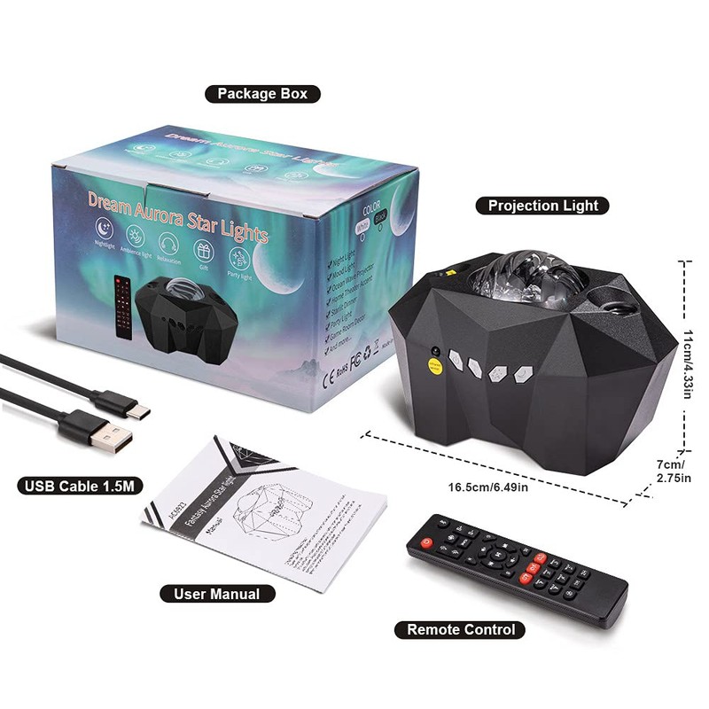 VSM Dream Aurora/Northern Light/Star Projector Light, Real Moon Like Projection,