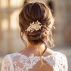 Foyte Bridal Flower Hair Clip Gold Leaf Hair Comb Pearl