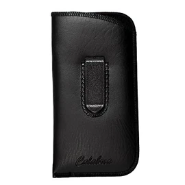 Calabria Eye Glasses Case Soft Black Vertical Pocket Clip Men/Women PU Leather Felt Sleeve Slip-In Eyeglass Pouch Sunglasses