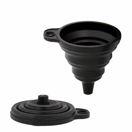 Mini Folding Funnel Set, Black, Silica Gel Telescopic, Silica Gel, Funnel, Liquid Transfer, Narrow Mouth, Portable, Flexible, Durable, Heat Resistant Set of 2