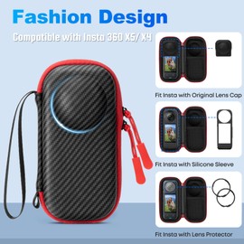 NIFUYOP Carrying Case for Insta 360 X5 X4 (for Original Lens Cap), Portable Travel Hard Shell Box Protective Cover, Travel Protector with Wrist Strap Carabiner for Insta360 X4 X5 Accessories Storage