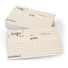 321Done Small Recipe Cards (Set of 50) 3x5 From the Kitchen Of, Modern Scribble Kraft Tan Rustic Boho Minimalist for Wedding, Bridal Shower Double-Sided - Made in USA