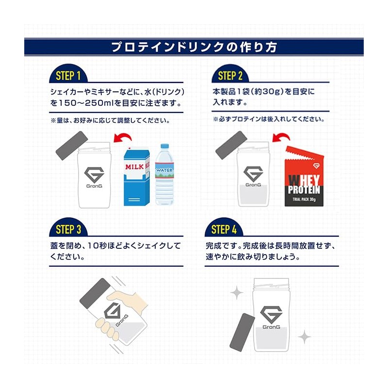 グロング プロテイン お試し セット ベーシック ホエイ 4種 小分け 個包装 国内製造