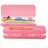 Enday Pencil Box Pink, Plastic Double Deck Pencil Case with