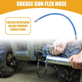 Partuto 1Pc 16 Inch Universal 1/8" NPT Grease Gun Flex Hose - Trailer Flex Grease Hose Extension Non-Slip - Metal Blue