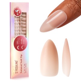 ROSALIND Almond Nail Tips, Pre-Coloured Press On Nails, Full Cover Soft Gel Nail Tips, Pack of 200 Almond Nail Tips for Gel Nails, 20 Sizes, Artificial Fake Nail for Nail Extension, Nude