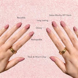 Uñas postizas de gel suave, cortas, cuadradas, de cobertura total, acrílicas brillantes, con pegamento, reutilizables, fáciles de aplicar, 30 unidades