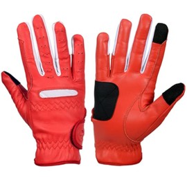 eGLOVE Equest Grip Pro Touch Screen Leather Riding Gloves (Red & White, XL)