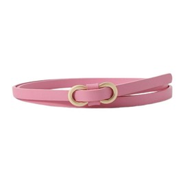 Jdlsppl Women's Skinny Belt Buckle Belt For Dress Fashion Metal Buckle Holeless Faux Leather Fall Slimming Pink Fit Waist 25“-37”