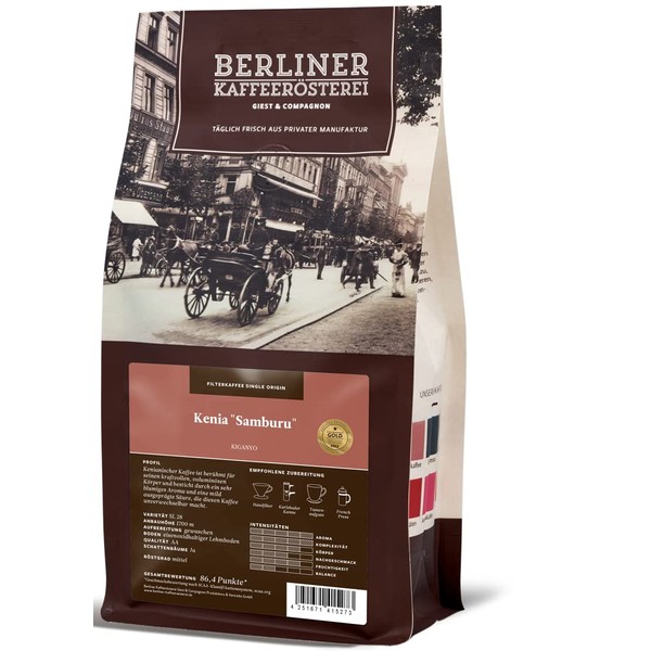 Berliner Kaffeerösterei - Kenia AA+ Samburu (1000g / ganze Bohne),
