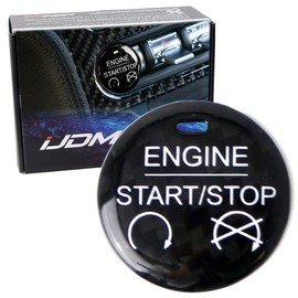 iJDMTOY Shelby Style Gloss Black Real Carbon Fiber Keyless Engine Start/Stop Push Start Button Cover Compatible with 2015-2023 Ford Mustang