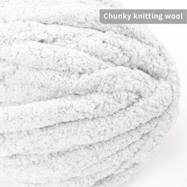 White Chenille Yarn for Crochet Chunky Fleece Yarn for DIY, Extra Chunky Yarn for Hand Knit Blankets, Soft and Lightweight Shaggy Yarn, 6 skeins (30 Yards, 8 Ounces Each)