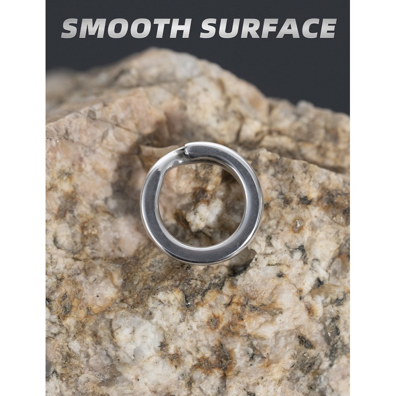 BLUEWING Stainless Steel Split Ring 25pcs Flat Ring High Strength