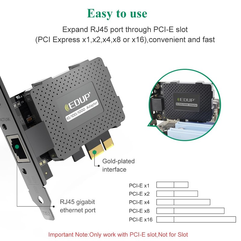 EDUP Gigabit Ethernet PCI Express PCI-E Network Card 10/100/1000Mbps RJ45