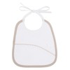 FILET Soft Fabric Bib with Embroidered Aida Pocket - White/Taupe