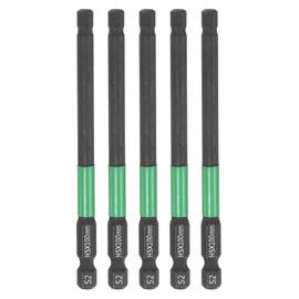 HARFINGTON 5pcs H5 Flat Hex Head Screwdriver Bit 5mm Metric Tip 1/4" Hex Shank 100mm (4") Long Magnetic Hexagonal Screw Drill Bit Wrench Black Phosphate S2 Steel Power Driver Socket