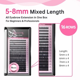 Individual Eyebrow Extensions 0.1mm Thickness Mixed Length 5mm-8mm Color Black