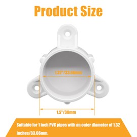 Biaungdo 8 Pcs 1 Inch PVC Table Leg Cap Fittings Furniture Grade Rod Holder White Screw Tab Caps with Mounting Screws for Making Storage Shelves Support Feet