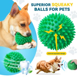 SHARLOVY 4.5'' Squeaky Dog Toy Balls for Large Dogs, Spiky Dog Balls for Aggressive Chewers, Durable Puppy Chew Toys for Teething, Indestructible Dog Toys to Fetch and Train, BPA Free Non-Toxic
