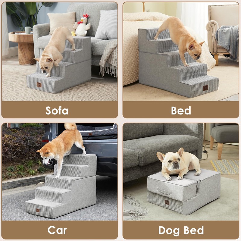 EHEYCIGA Dog Stairs for High Bed 22.5" H, 5-Step Dog