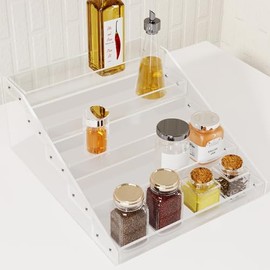 WUIVIUT Spice Rack Organizer For Cabinet, 3 in/Tier Acrylic Tiered Spice Shelf Can Storage Organizer for Kitchen Pantry Countertop