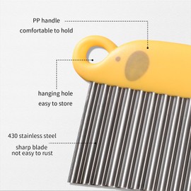 Crinkle Cut Knife, Crinkle Cutter for Potatoes, Waffle Fry & French Fry Wave Slicer Stainless Steel Cutting Tool for Veggies, Fruit