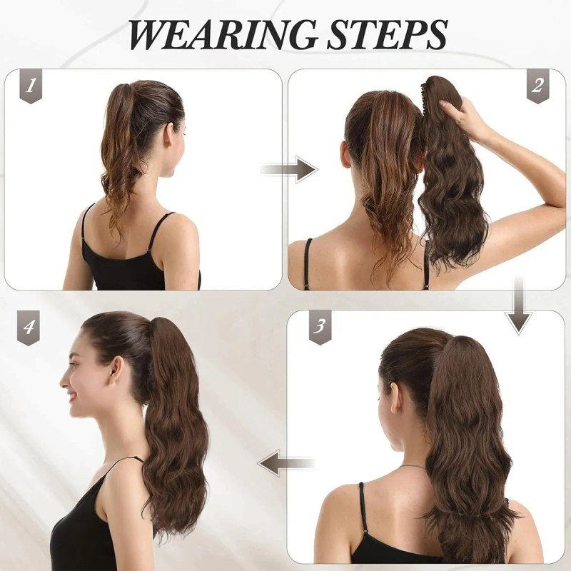 Extensiones Cabello Natural Clip Ondulado Coleta De Cabello