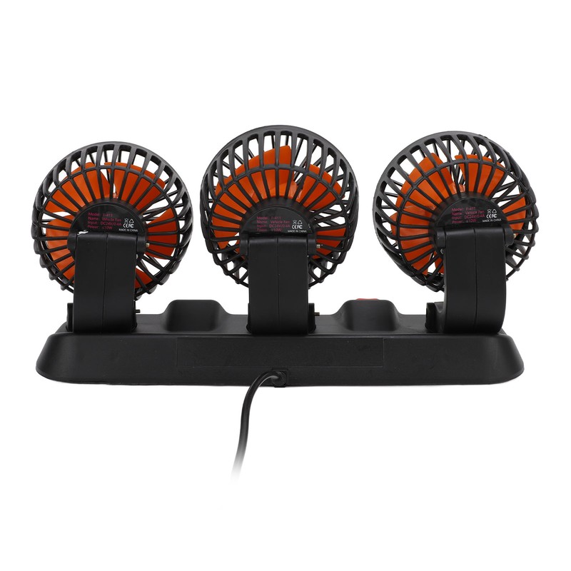 Three Head Car Fan 2 Speed Adjustable 360 Degree Rotation
