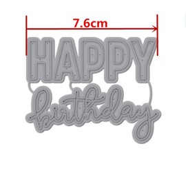 Happy Birthday Cutting Dies Words Letter Stencil Metal DIY Scapbooking Parper Card Metal Cutting Template Carbon Steel Silver Die-cuts Scrapbook Stencil Album Photo Paper Card Decorations