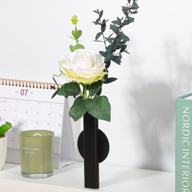 Toddmomy Wall Mounted Flower Tube, Black Wall Metal Vase Decoration Flower Display Holder Dried Flower Vase Racks for Flower Display Decoration