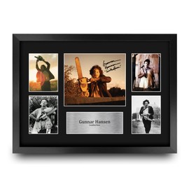 HWC Trading Gunnar Hansen Leatherface Gifts Printed Signed Autograph Picture Display for Movie Memorabilia Fans - A3 Framed