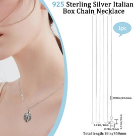 Beebeecraft 1 Box 1 Piece 925 Inch Sterling Silver Cable Chain 1 mm Thin Italian Necklace Chain with Lobster Clasps for DIY Jewellery Making (18 Inches)