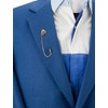 Knighthood Crowned Blue Stone with Hanging Chain Lapel Pin/Brooch Golden