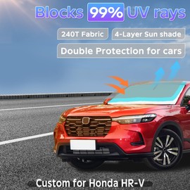 Sun Shade Sunshade for Honda HR-V 2021-2024 HRV Windshield Cover, 2-Layers Sun Shield 240T Silver Coating Sun Visor Foldable Window Shade Blocks UV Rays Car Accessories