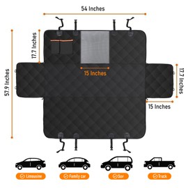 Pet Car Seat Covers Backseat Waterproof Pet Hammock Seat Protector with Scratch for Dog and Cat Seat Cover Adjustable for Cars Trucks and SUVs