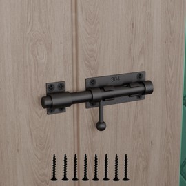 Slide Bolt Gate Latch – 6.3-inch 14mm Thick Slide Bolt Latch – Heavy-Duty 304 Stainless Steel Door Bolt Lock Slide – Gate Latch Lock Hardware for Wooden Doors, Fence, Shed, Yard Door, Barn (Black)