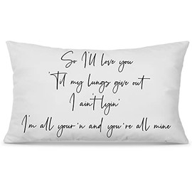 So I'll Love You 'Til My Lungs Give Out Minimalist Throw Pillow Case 12″×20″,Love Decorations For Home Bedroom Living Room,Wedding Anniversary Valentine Birthday Gift For Husband Wife Couples