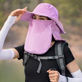 LOLO Sombrero para Sol Mujer, Sombreros Pescador de Senderismo Gorro Pescador con Máscara De Protección Solar Desmontable Múltiples Usos
