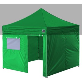Eurmax USA Full Zippered Walls for 10 x 10 Easy Pop Up Canopy Tent,Enclosure Sidewall Kit with Roller Up Mesh Window and Door 4 Walls ONLY,NOT Including Frame and Top (Kelly Green)