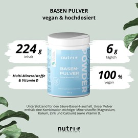 Citrate-based oral base powder - vegan high dose lactose free - with vitamin D3, zinc and potassium - 224 g acid base powder without sugar, sodium and additives