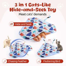 CaitPal Interactive Cat Toy for Indoor Cats - Rechargeable Hunting Enrichment Toys with Suction Cup & Rotating Rod, 3-Speed Quiet Motor