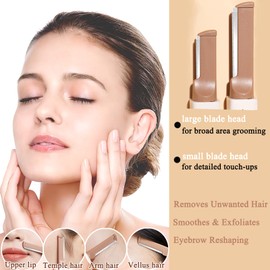 Dermaplane Razor for Women Face, Microplaner Eyebrow Shaver Professional Dermaplaning Tool Microfine Precision, Facial Safty Razors with Big & Small Exfoliation Blades Remove Lip Hair Peach Fuzz